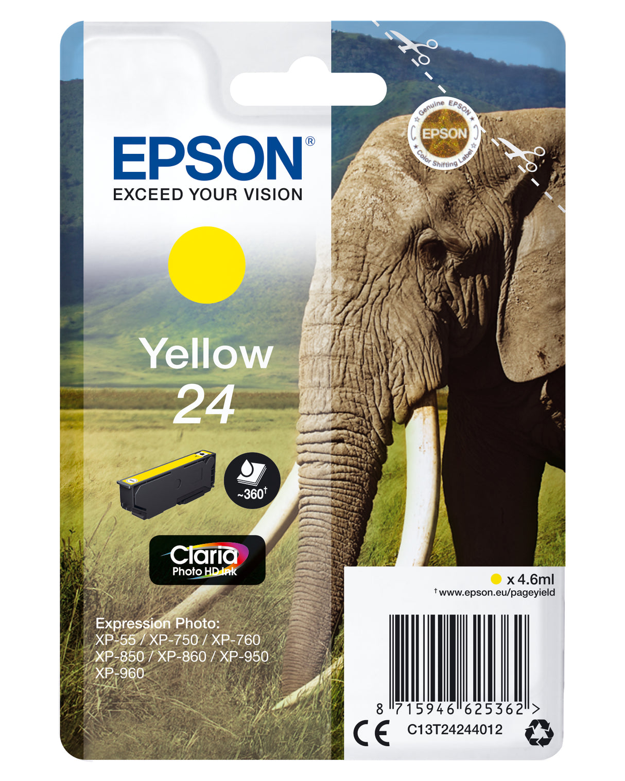 Epson 24 Gul 360 sider Blæk C13T24244012