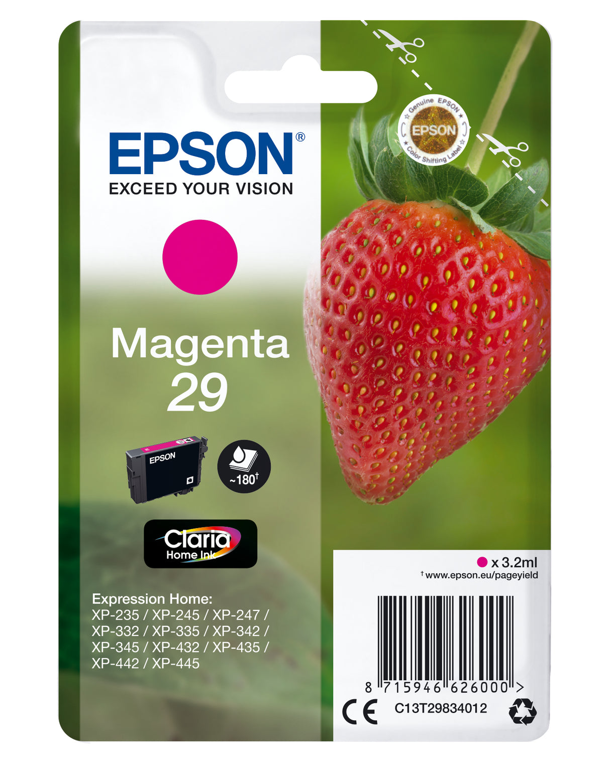 Epson Strawberry C13T29834012 blækpatron 1 stk Original Standard udbytte Magenta