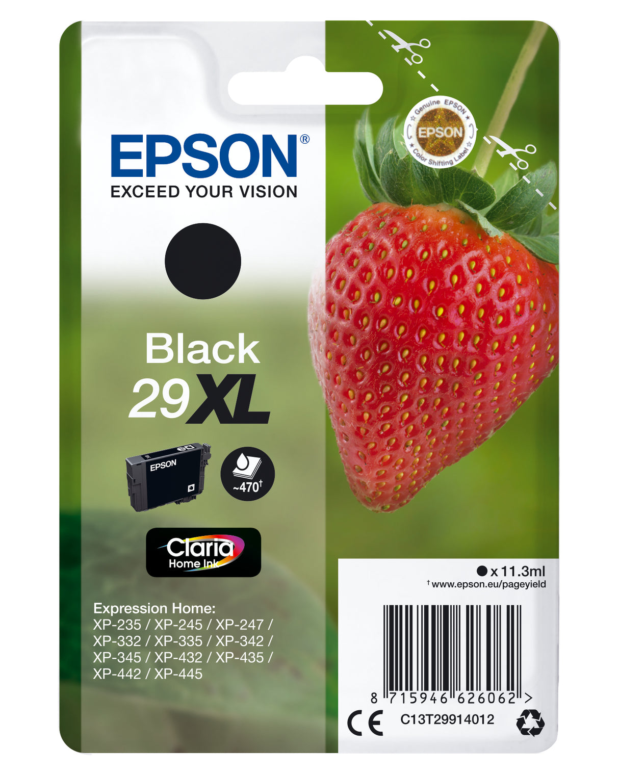 Epson Strawberry C13T29914012 blækpatron 1 stk Original Højt (XL) udbytte Sort