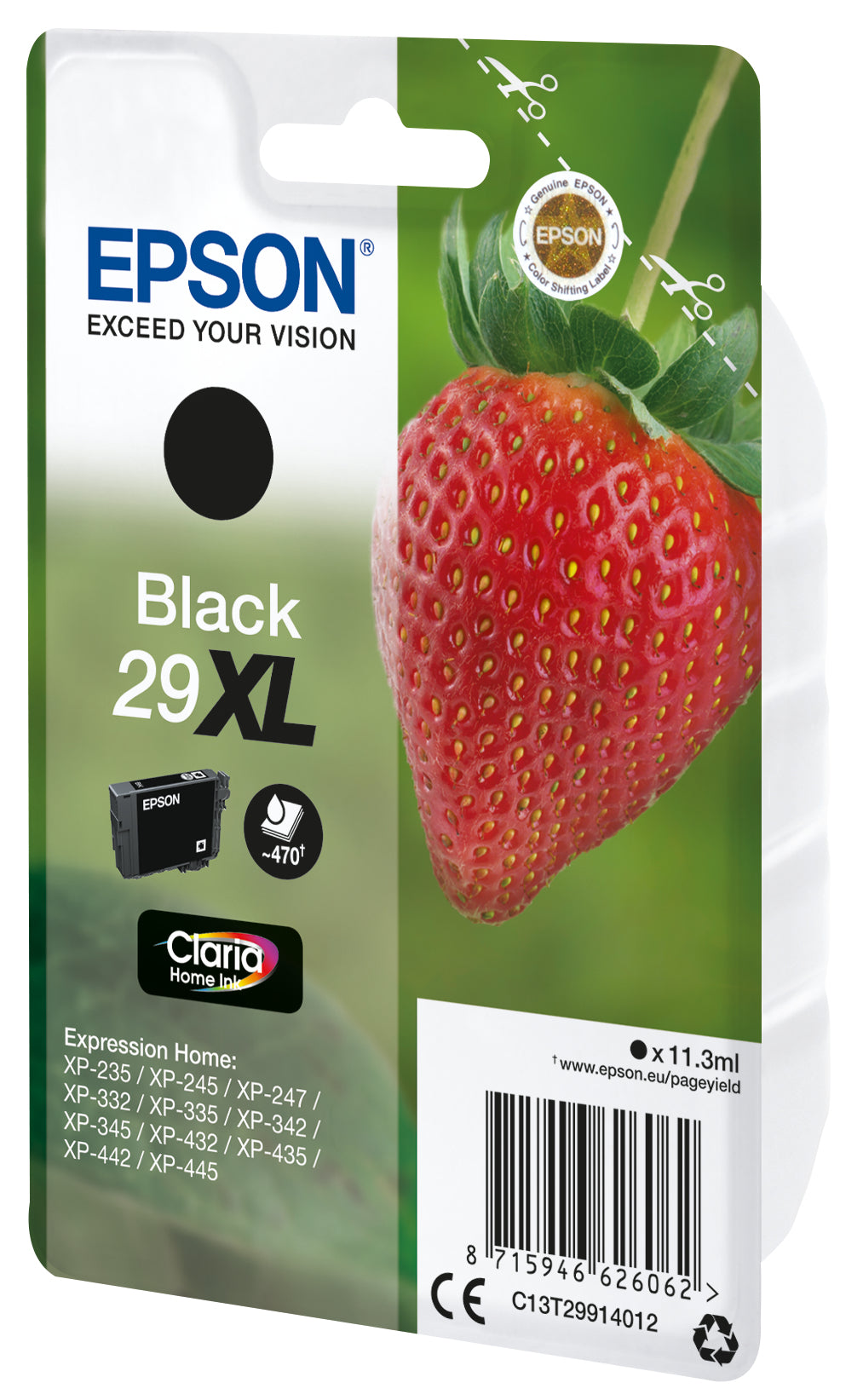 Epson Strawberry C13T29914012 blækpatron 1 stk Original Højt (XL) udbytte Sort
