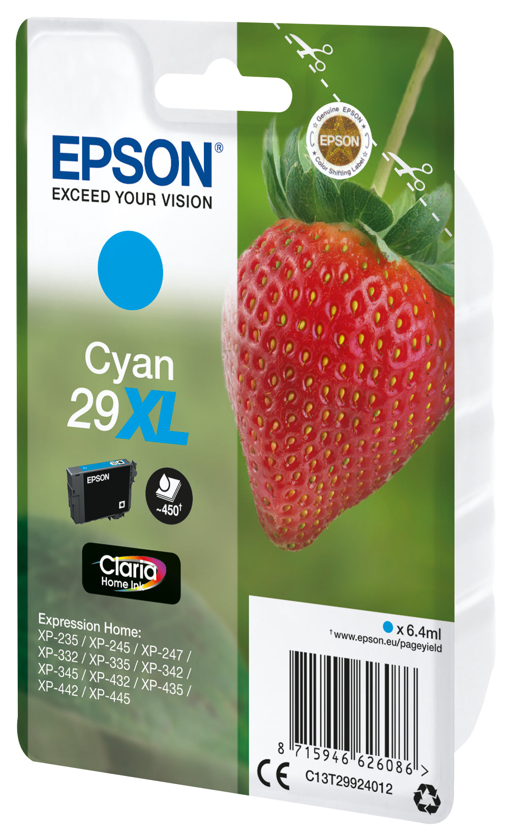 Epson Strawberry C13T29924012 blækpatron 1 stk Original Højt (XL) udbytte Blå