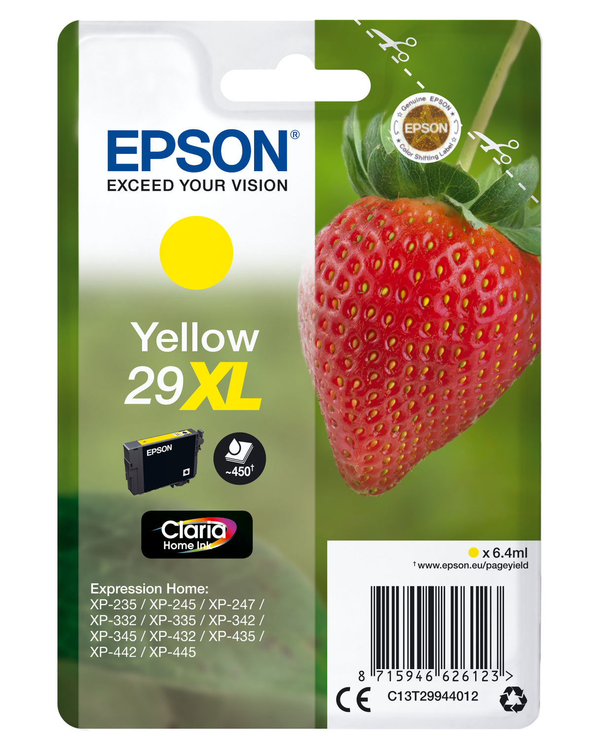 Epson Strawberry C13T29944012 blækpatron 1 stk Original Højt (XL) udbytte Gul