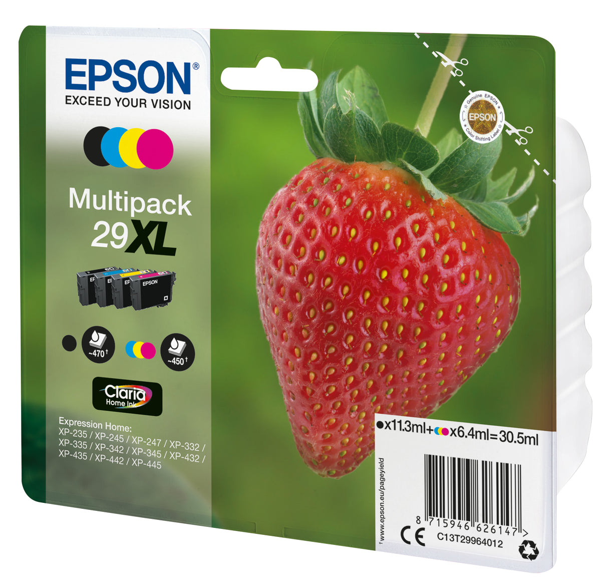 Epson Strawberry C13T29964012 blækpatron 1 stk Original Højt (XL) udbytte Sort, Blå, Magenta, Gul