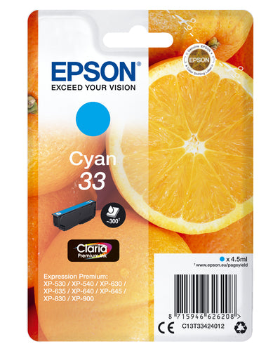 Epson Oranges C13T33424012 blækpatron 1 stk Original Standard udbytte Blå