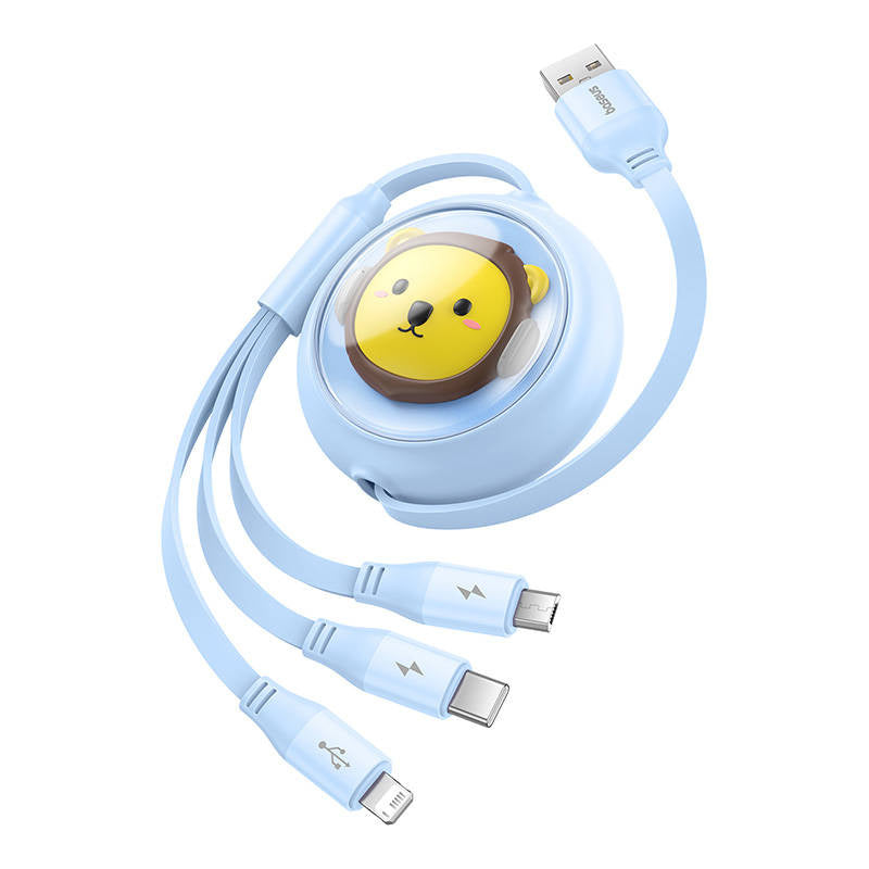 Opladningskabel 3w1 Baseus USB til USB-C, USB-M, Lightning 3,5A, 1,1m (blå)