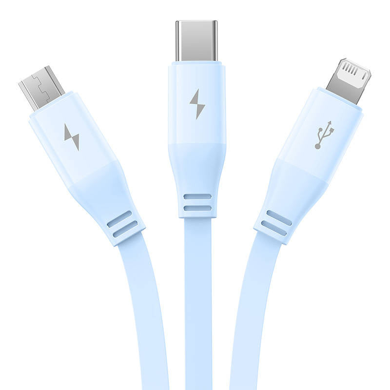 Opladningskabel 3w1 Baseus USB til USB-C, USB-M, Lightning 3,5A, 1,1m (blå)