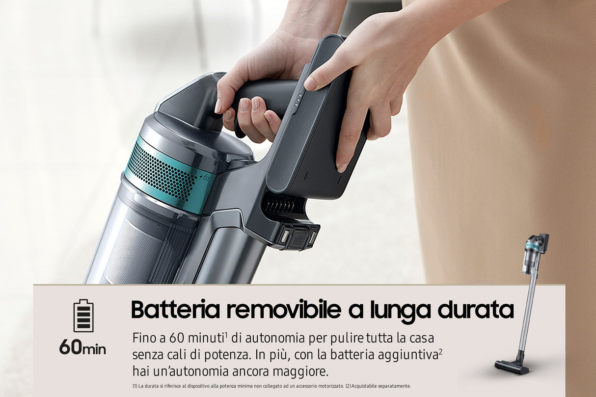 Samsung Jet 75E Pet VS20B75AGR1 Støvsuger Pind/håndholdt 200W 0.8liter Black ChroMetal/teal mint