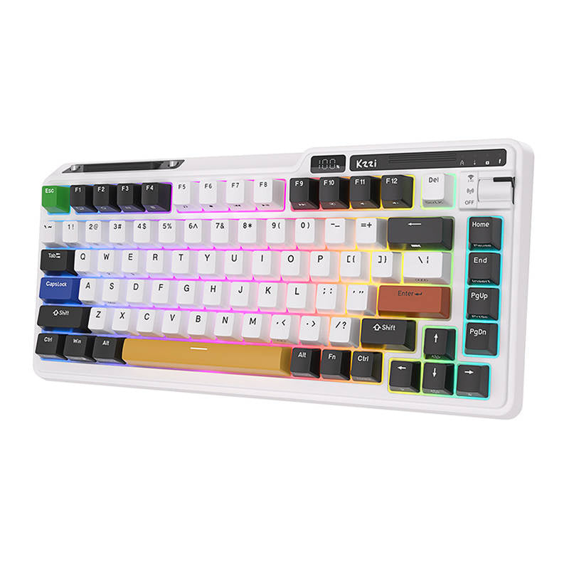 Trådløst mekanisk tastatur Royal Kludge KZZI K75 pro RGB, Eternity Switch (sort og hvid)