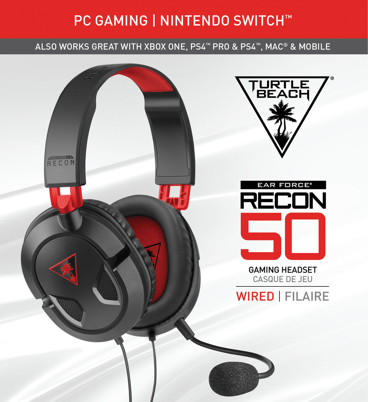 Turtle Beach Recon 50 Headset Ledningsført Spil Sort, Rød