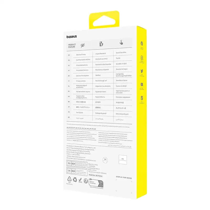 Beskyttelse af privatlivets fred af hærdet glas Baseus Diamond iPhone 15 Pro