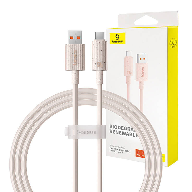 Hurtig opladning kabel Baseus USB til USB-C Habitat Series 1m 100W (rosa)