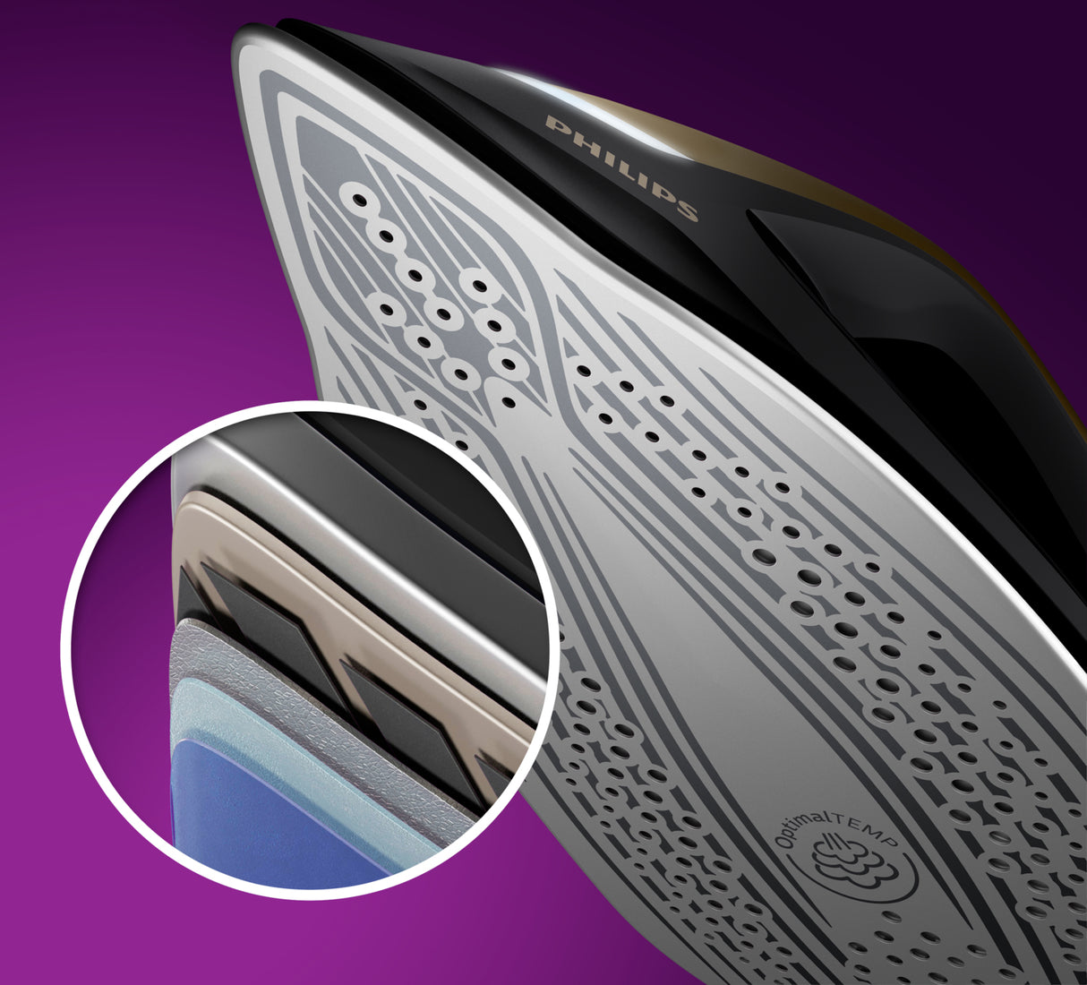 Philips PSG8130/80 Dampstrygning station 2700 W 1,8 L SteamGlide Elite-strygesål Sort, Guld