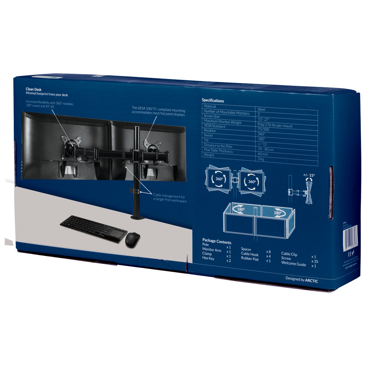 ARCTIC Z2 Basic 68,6 cm (27") Skrivebord Sort