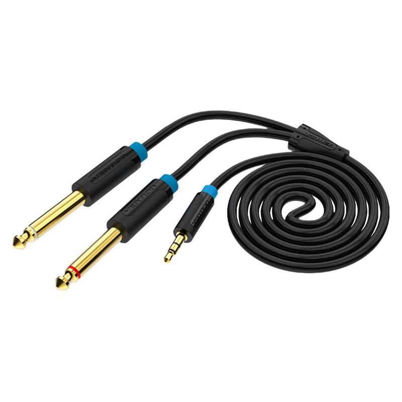 Audio Kabel TRS 3,5 mm til 2x 6,35 mm Vention BACBJ 5 m sort