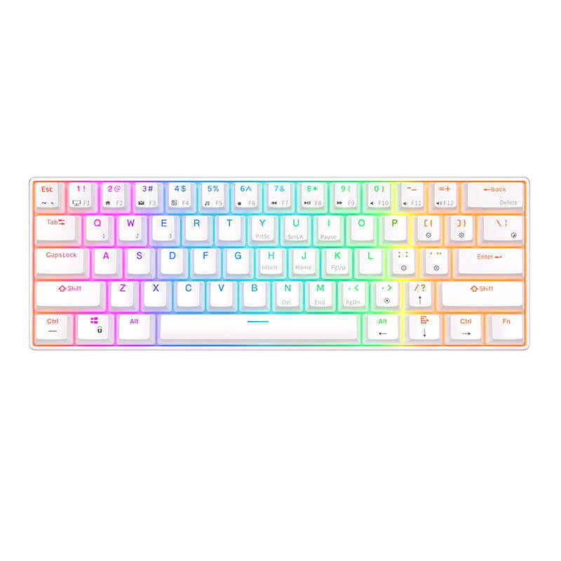 Mekanisk tastatur Royal Kludge RK61 RGB, brun stik (hvid)