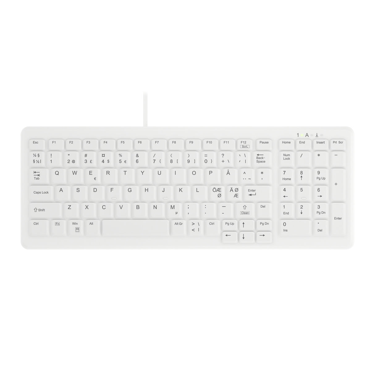 Contour Design Contour Active Key ClassicClean medicinsk tastatur med aftageligt cover, kompakt, kablet, hvid, PN C7000