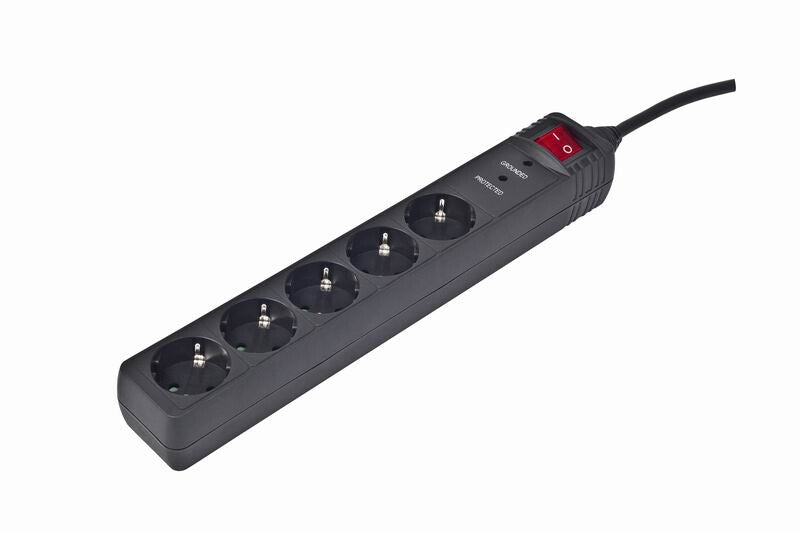 Gembird SPG5-C-10 overspændingsbeskytter Sort 5 AC stikkontakt(er) 250 V 3 m