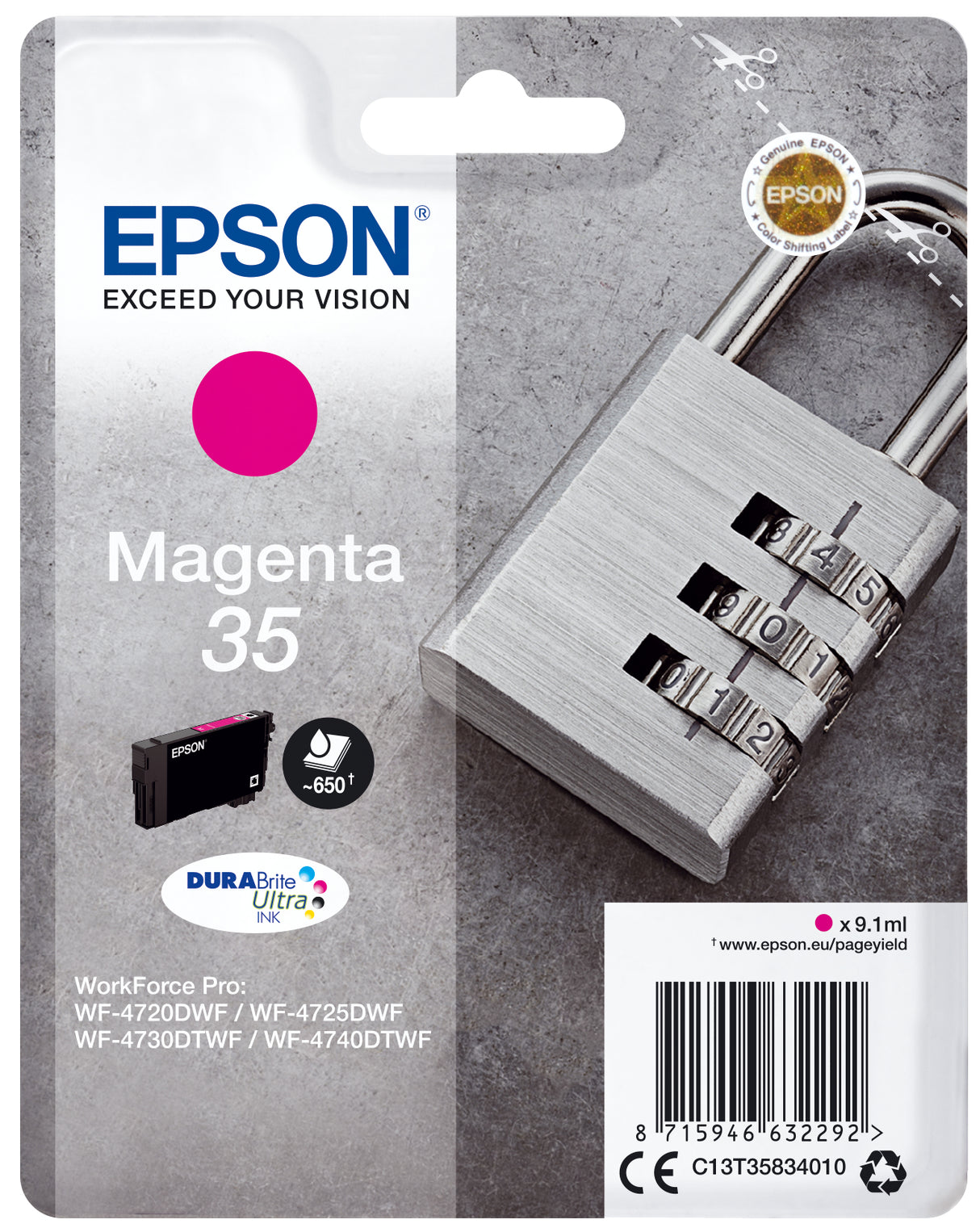 Epson Padlock 35 hængelås DURABrite Ultra enkeltpakke magenta blæk