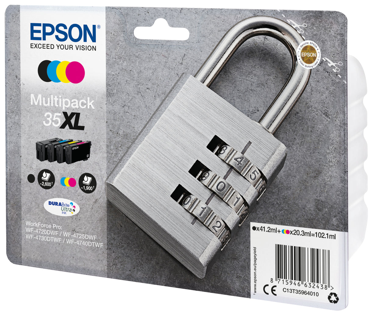 Epson Padlock C13T35964010 blækpatron 1 stk Original Højt (XL) udbytte Sort, Blå, Magenta, Gul