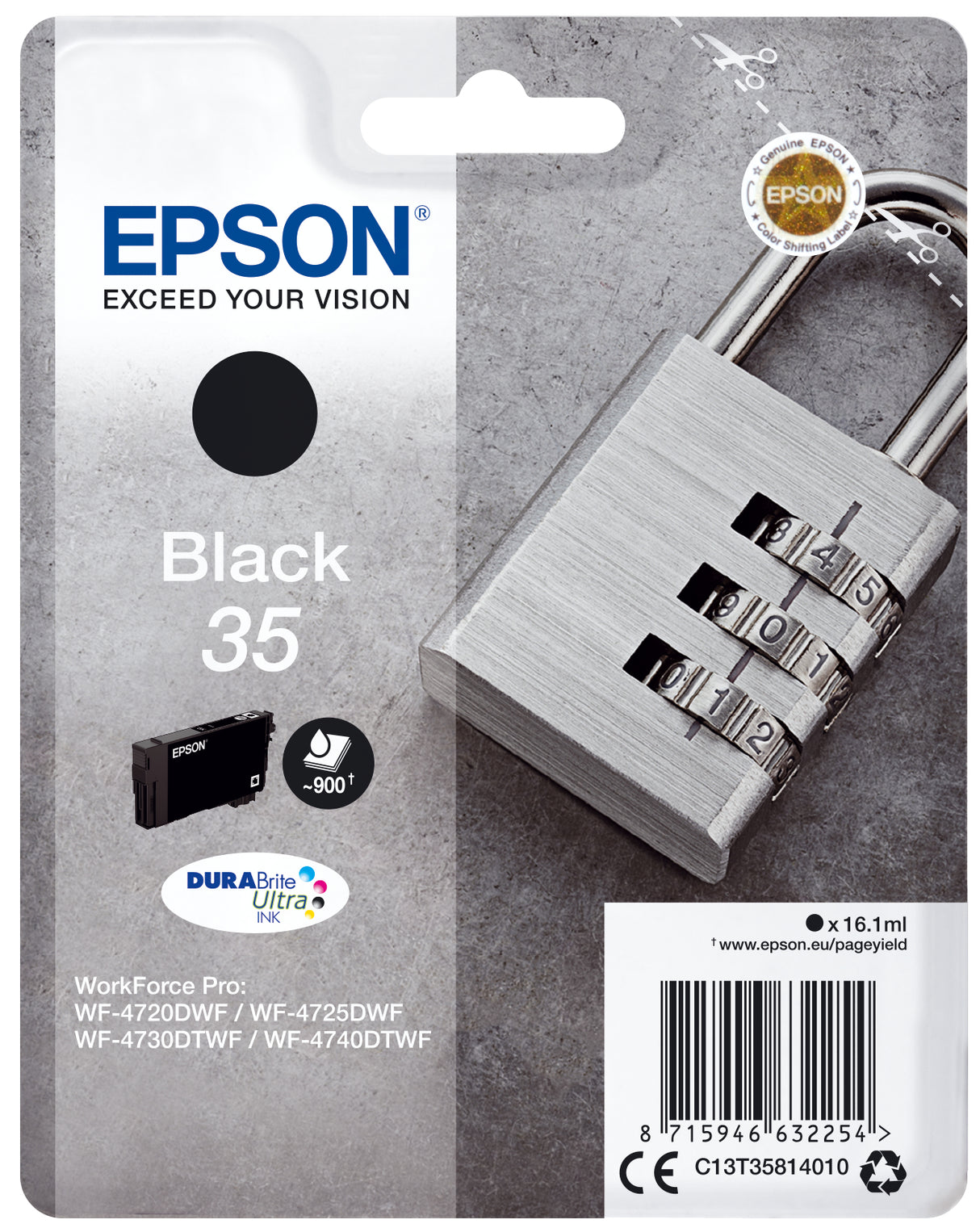 Epson Padlock 35 hængelås DURABrite Ultra enkeltpakke sort blæk