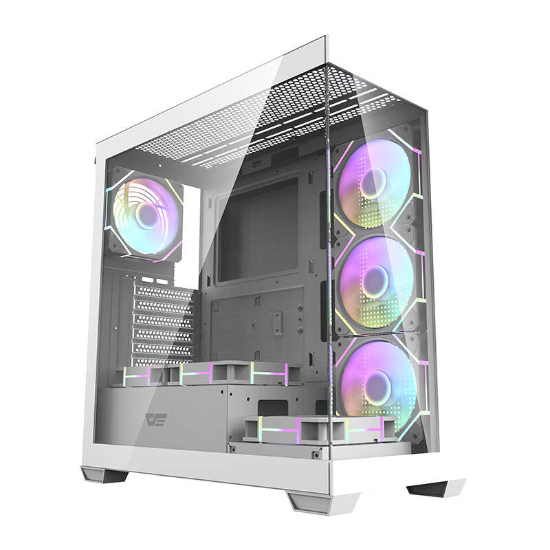 Computercase Darkflash DS900 (hvid) + 7 ARGB-ventilatorer