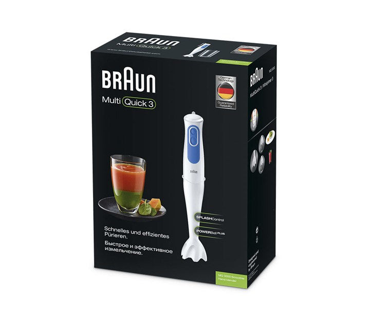 Braun MQ 3000 Smoothie 0,6 L Nedsænkning blender 700 W Blå, Hvid