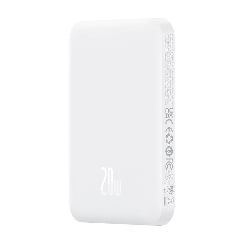 Magnetisk Mini Powerbank Baseus 5000mAh, USB-C 20W (hvid)