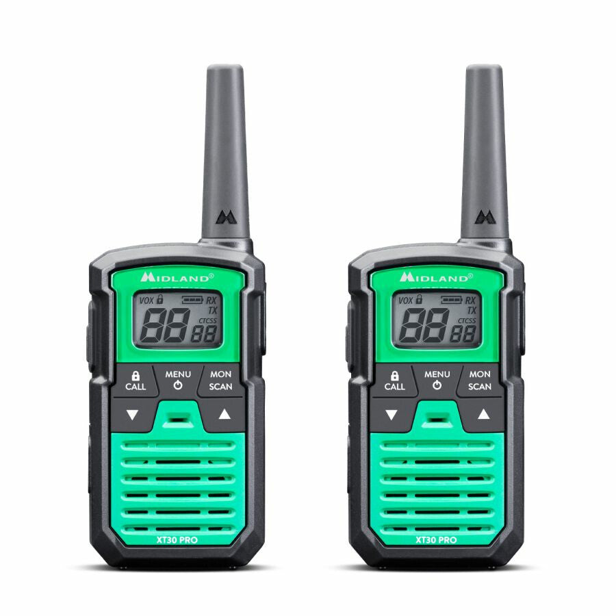 Midland XT30 Pro to-vejs radio 16 kanaler 446.00625 – 446.19375 Sort, Grøn