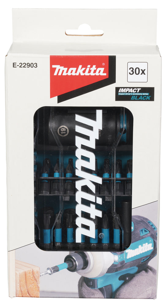 Makita E-22903 Impact Black Slagtoppe og Bitssæt 30-dele