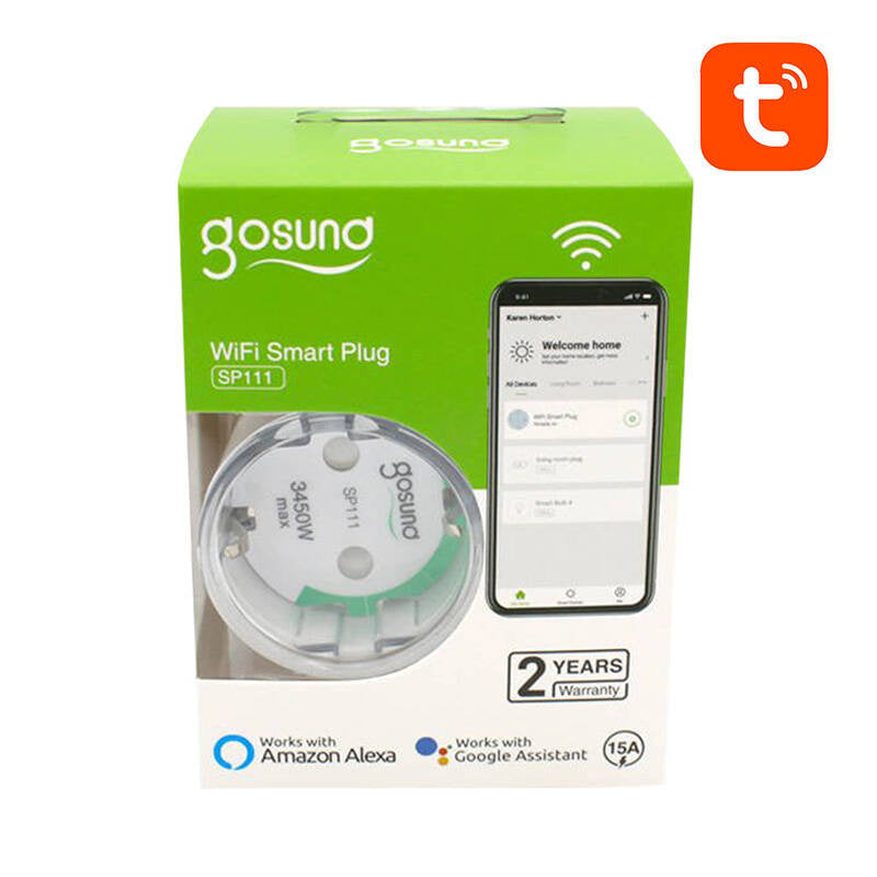 Smart plug WiFi Gosund SP111 3680W 16A, Tuya 2-pakke