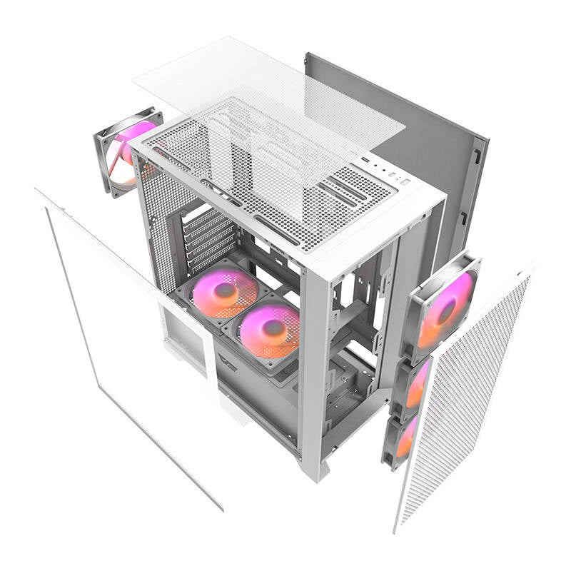 Darkflash DRX70 MESH computer case (hvid) + 4 RGB fans