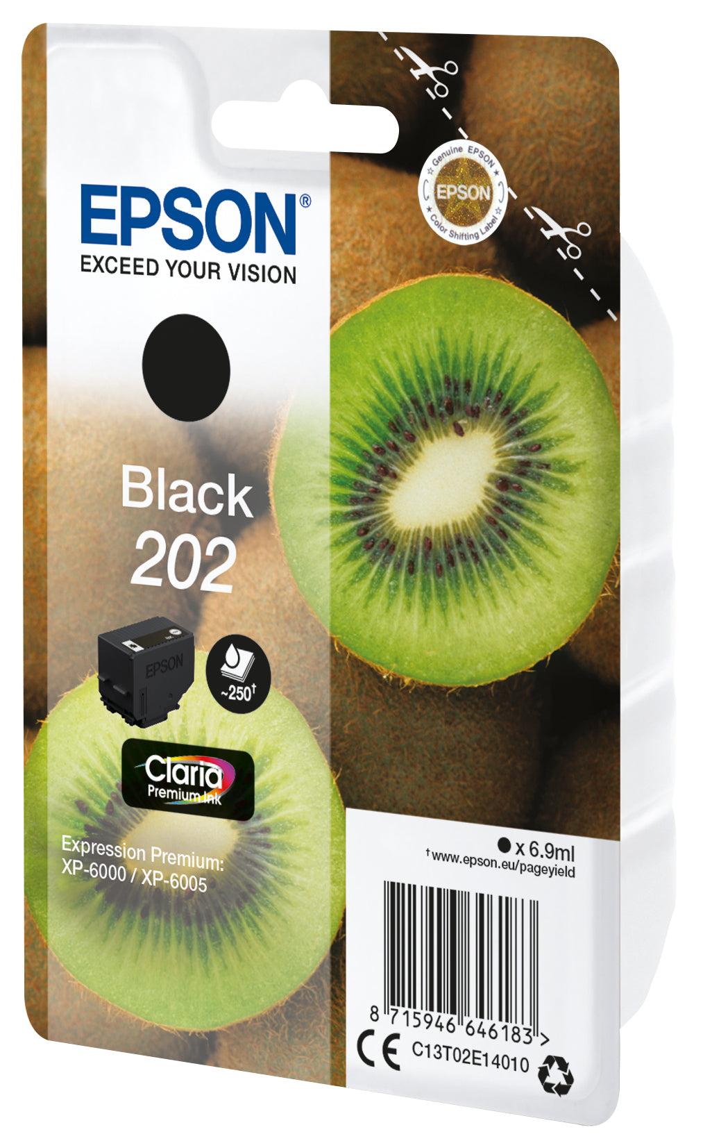 Epson Kiwi 202 blækpatron 1 stk Original Standard udbytte Sort