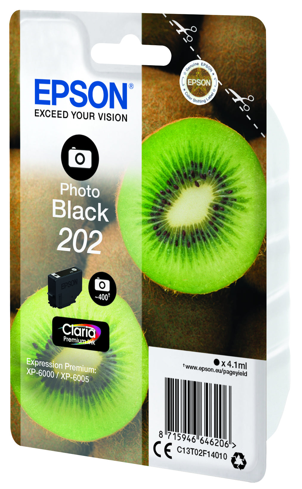 Epson Kiwi 202 blækpatron 1 stk Original Standard udbytte Foto sort