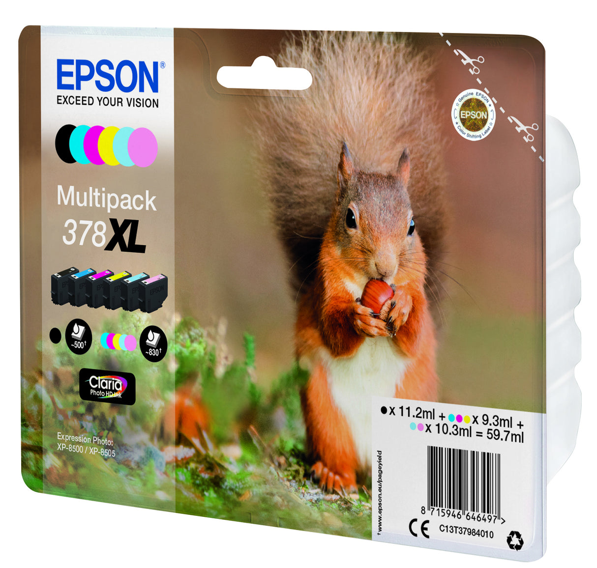 Epson Squirrel 378XL blækpatron 1 stk Original Højt (XL) udbytte Sort, Blå, Lys cyan, Magenta, Lys magenta, Gul