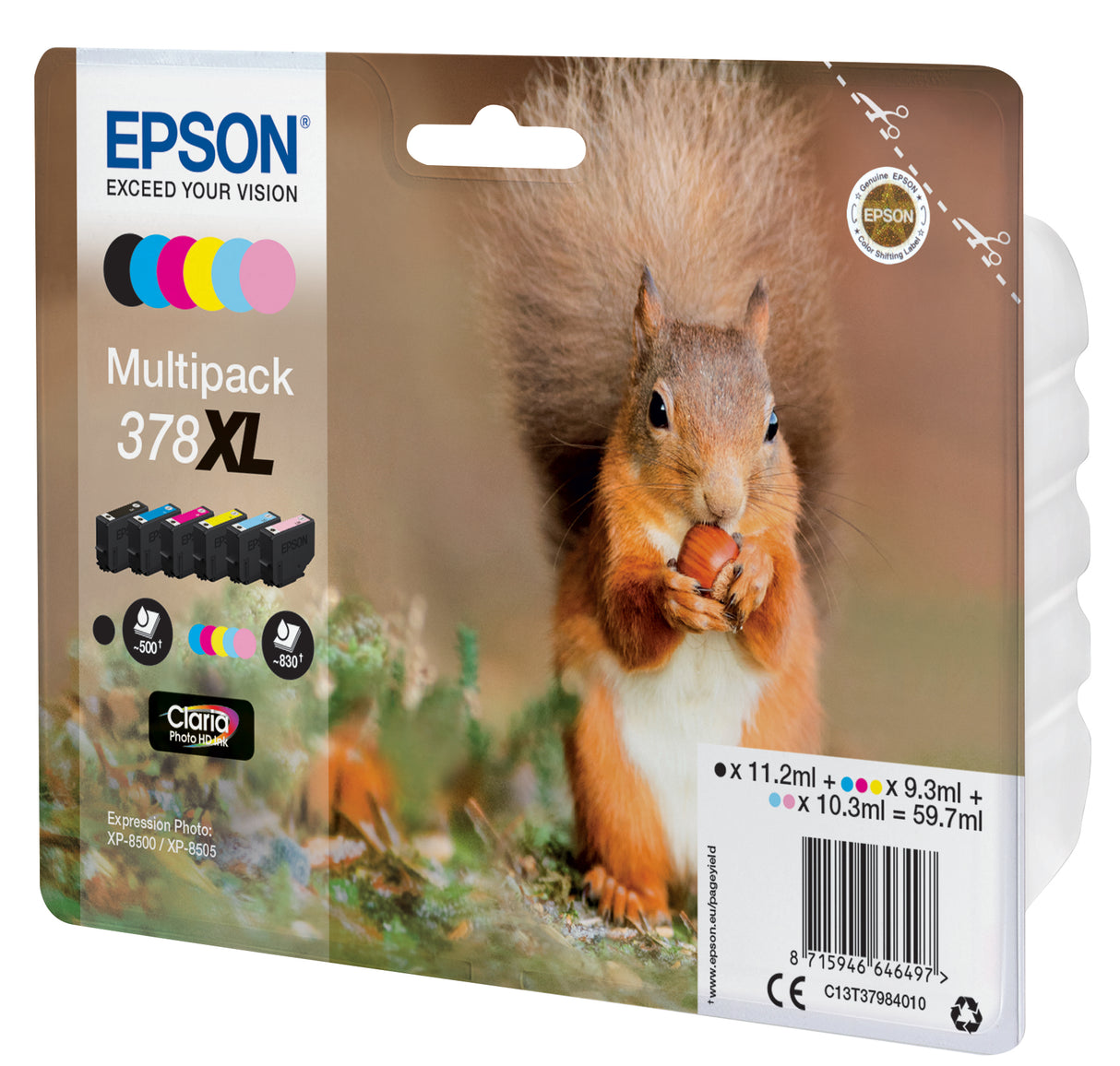 Epson Squirrel 378XL blækpatron 1 stk Original Højt (XL) udbytte Sort, Blå, Lys cyan, Magenta, Lys magenta, Gul