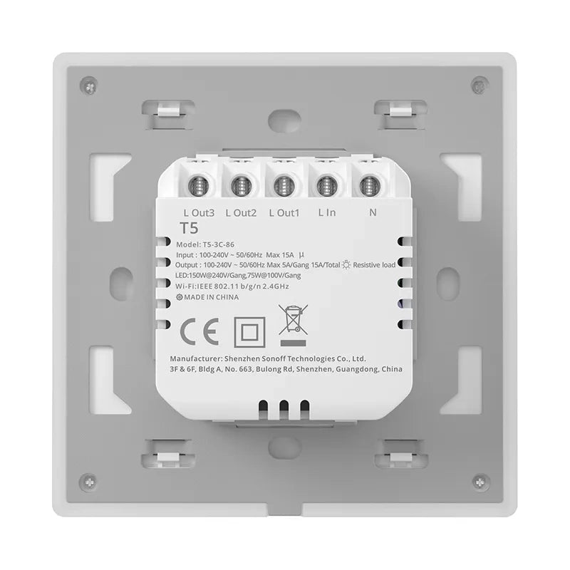 Smart WiFi Touch Wall Switch Sonoff TX T5 2C (2-kanal)