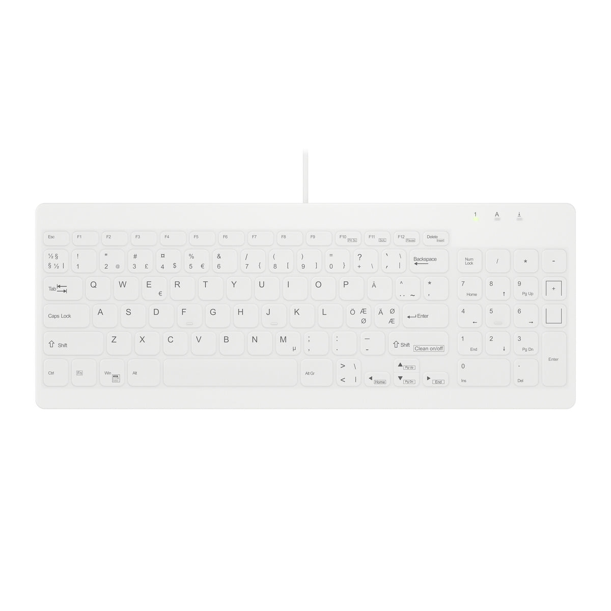 Contour Design Active Key Contour QuickClean medicinsk tastatur IP68, kompakt, kablet, hvid, PN C7012