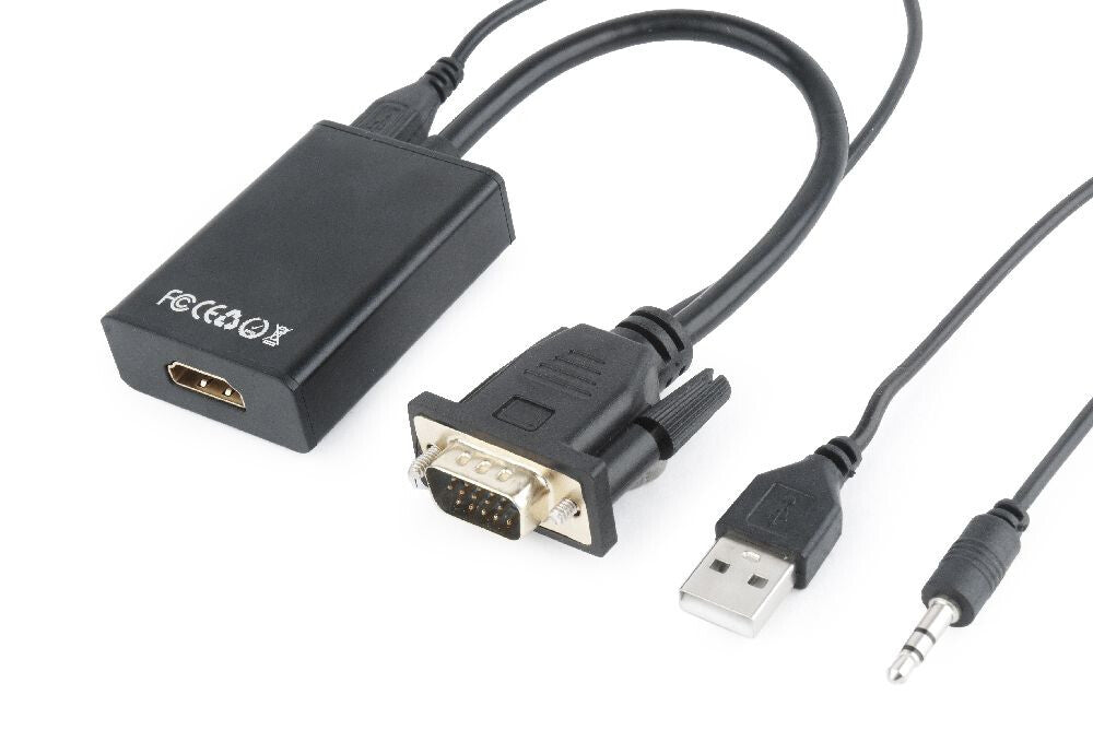 Gembird A-VGA-HDMI-01 videokabel adapter 0,15 m HDMI Type A (Standard) VGA (D-Sub) Sort