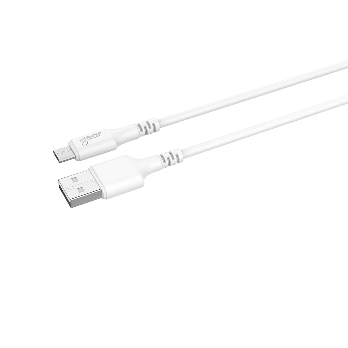 Gear Rundt ladekabel MicroUSB til USB-A 1m Hvid