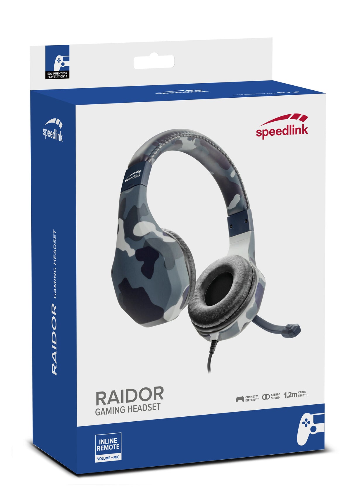 SPEEDLINK RAIDOR Headset Ledningsført Spil Blå