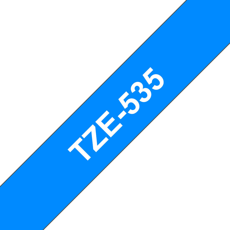 Brother TZE-535 etiketbånd Hvid på blå