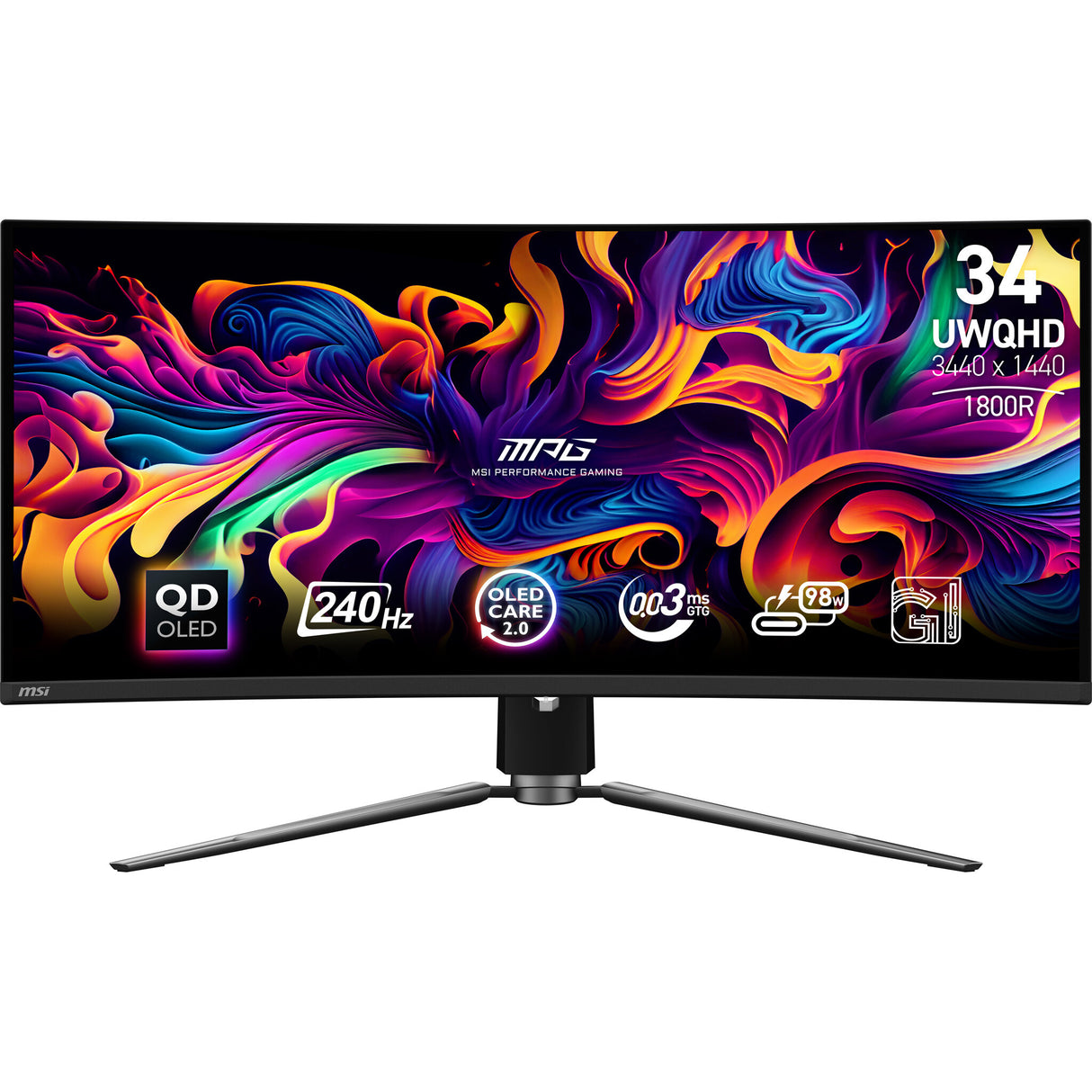 MSI MPG 341CQPX QD-OLED computerskærm 86,4 cm (34") 3440 x 1440 pixel UltraWide Quad HD Sort