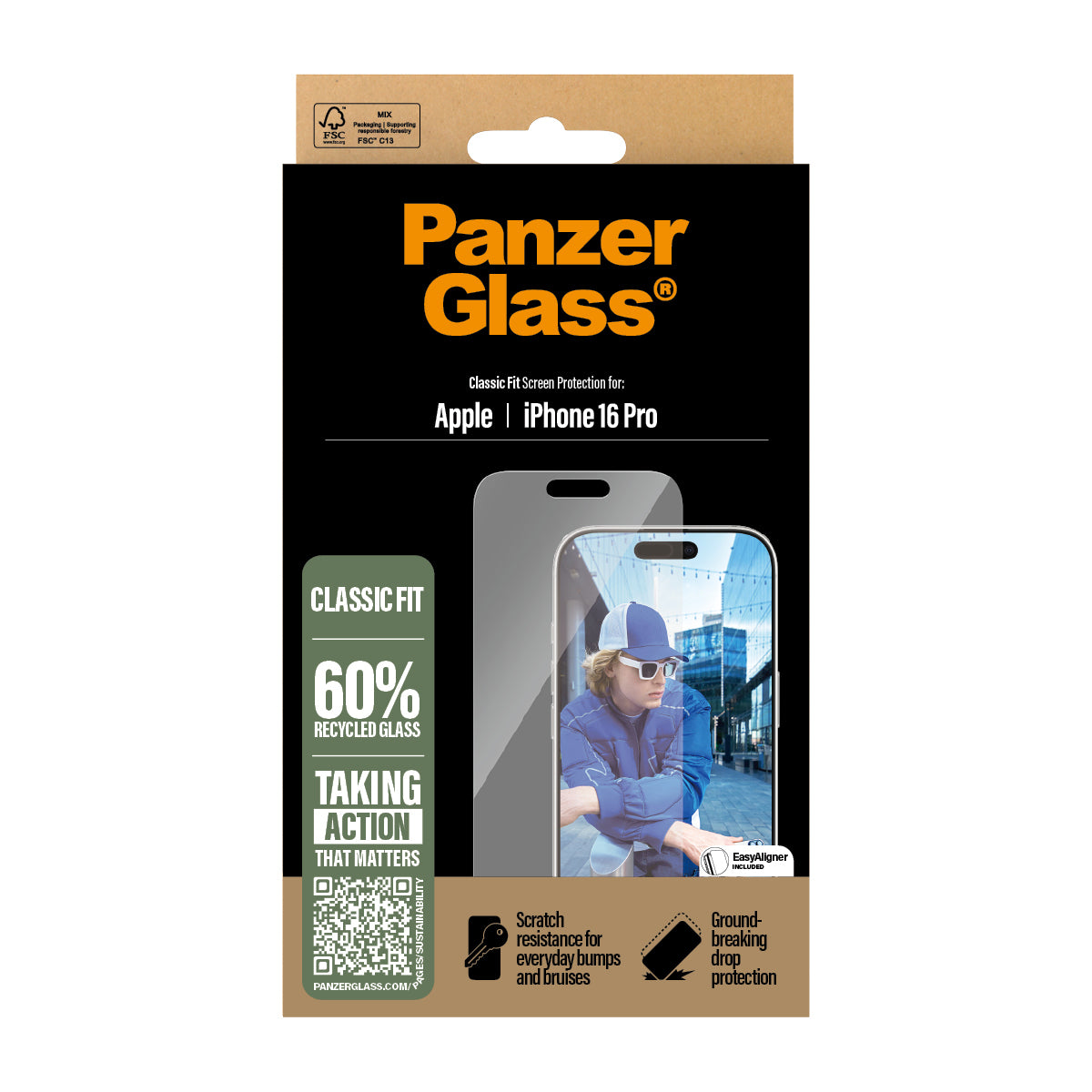 PanzerGlass Screen Protector iPhone 16 Pro - Classic Fit