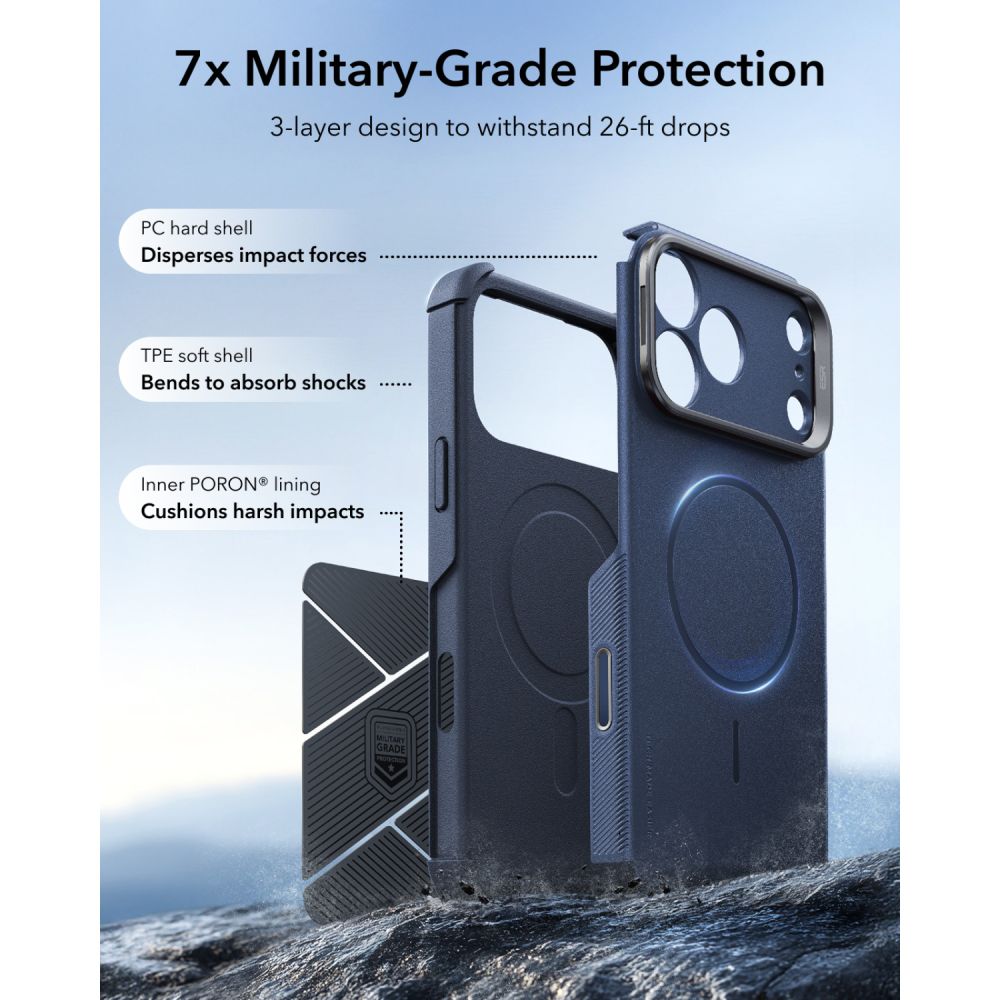 Esr Cyber Tough Støtte Magsafe Iphone 17 Pro / 18 Pro Blå