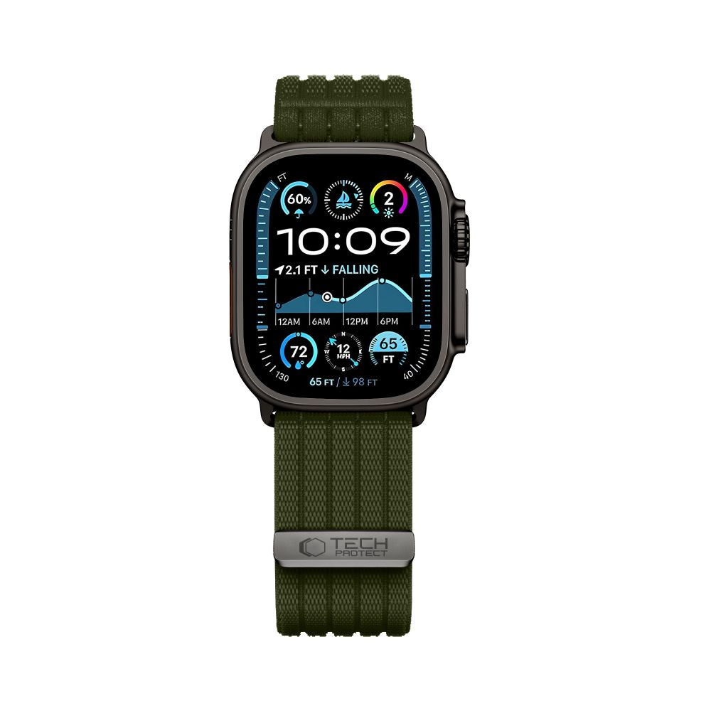 Tech Protect Nylon Sport Apple Watch 8 / 9 / 10 / 11 / 12 / Se / Ultra (44 / 45 / 46 / 49 Mm) Militærgrøn