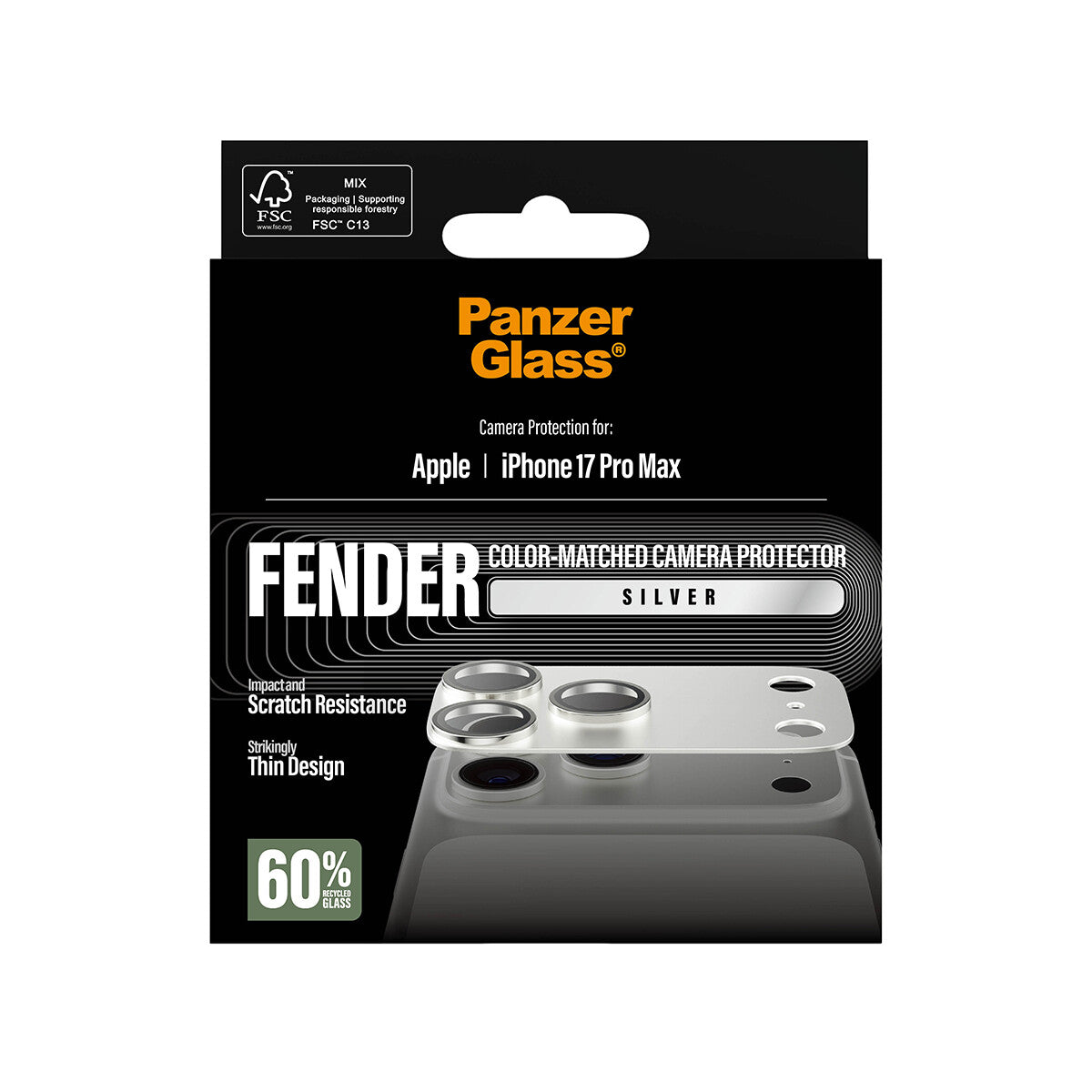 PanzerGlass ® Fender Kamerabeskytter Sølv iPhone 17 Pro Max