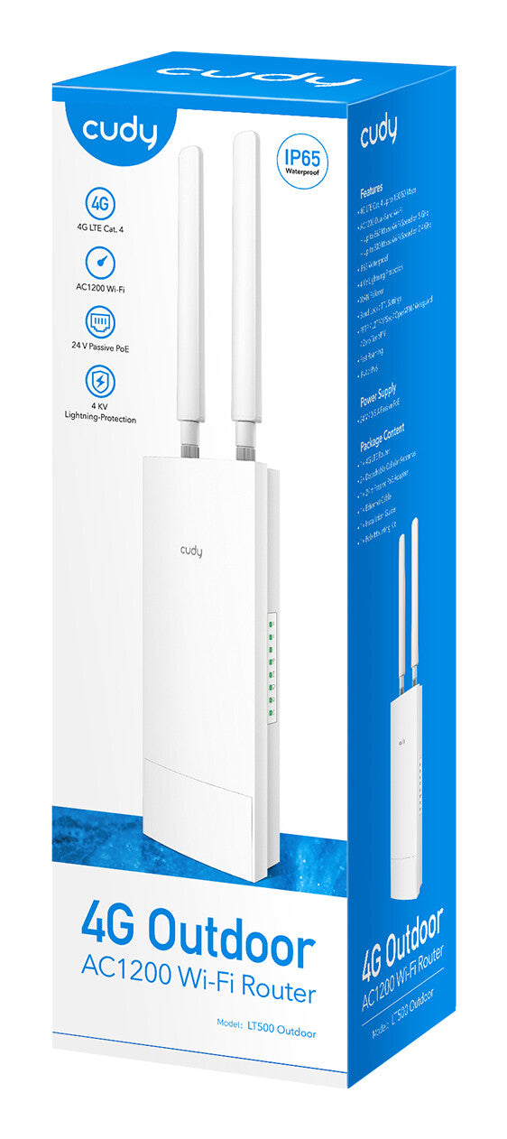 Cudy LT500 trådløs router Hurtigt ethernet Dual-band (2,4 GHz / 5 GHz) 4G Hvid
