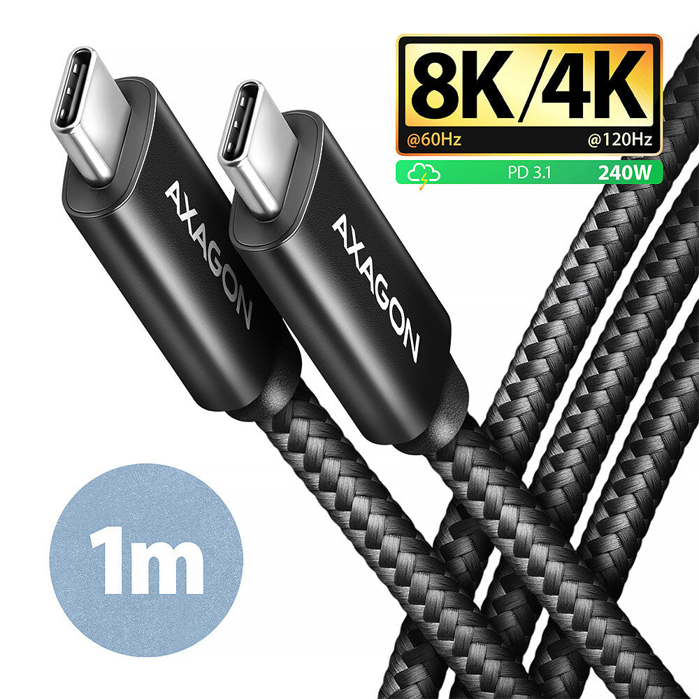 Axagon BUCM4X-CM10AB USB-kabel USB4 Gen 3x2 1 m USB C 40 Gbit/sek. 240 W Sort