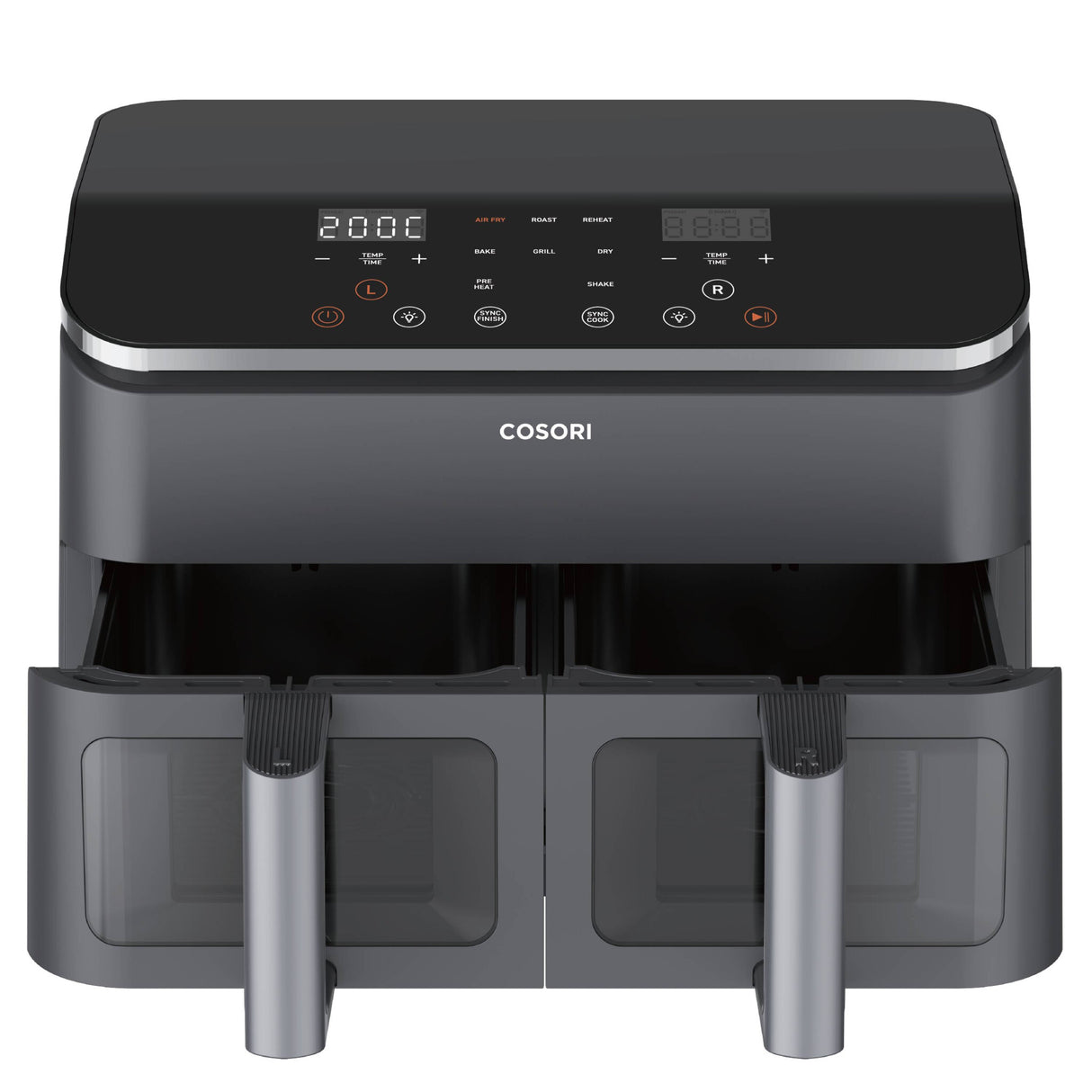 Cosori Dual Basket Chef Edition Dobbelt 8,5 L Enkeltstående 1750 W Varmluftsteger Sort, Sølv