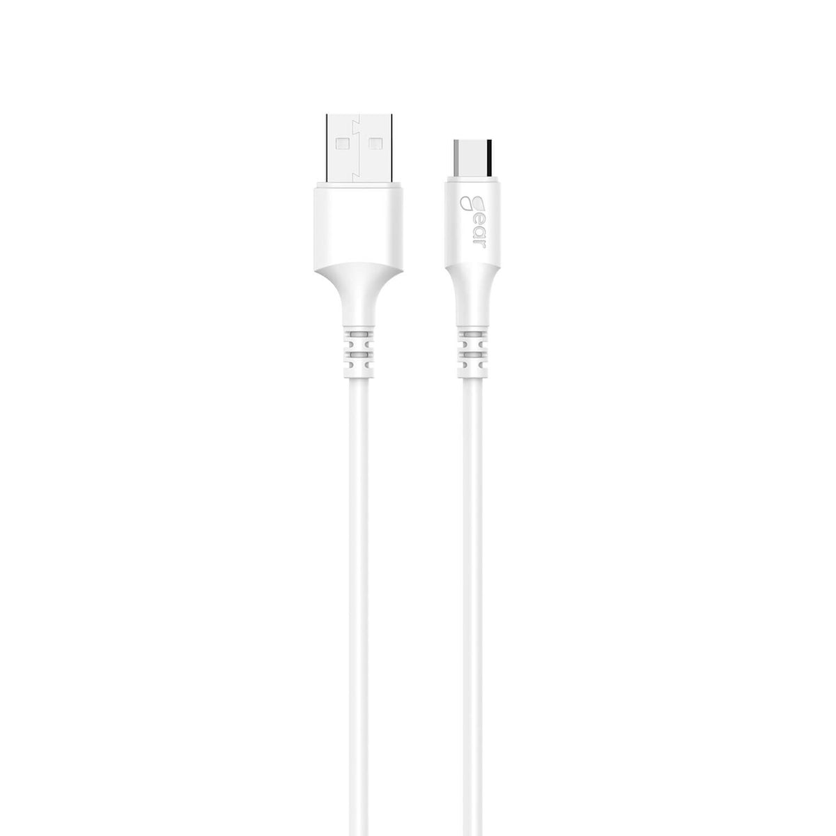 Gear Rundt ladekabel MicroUSB til USB-A 1m Hvid